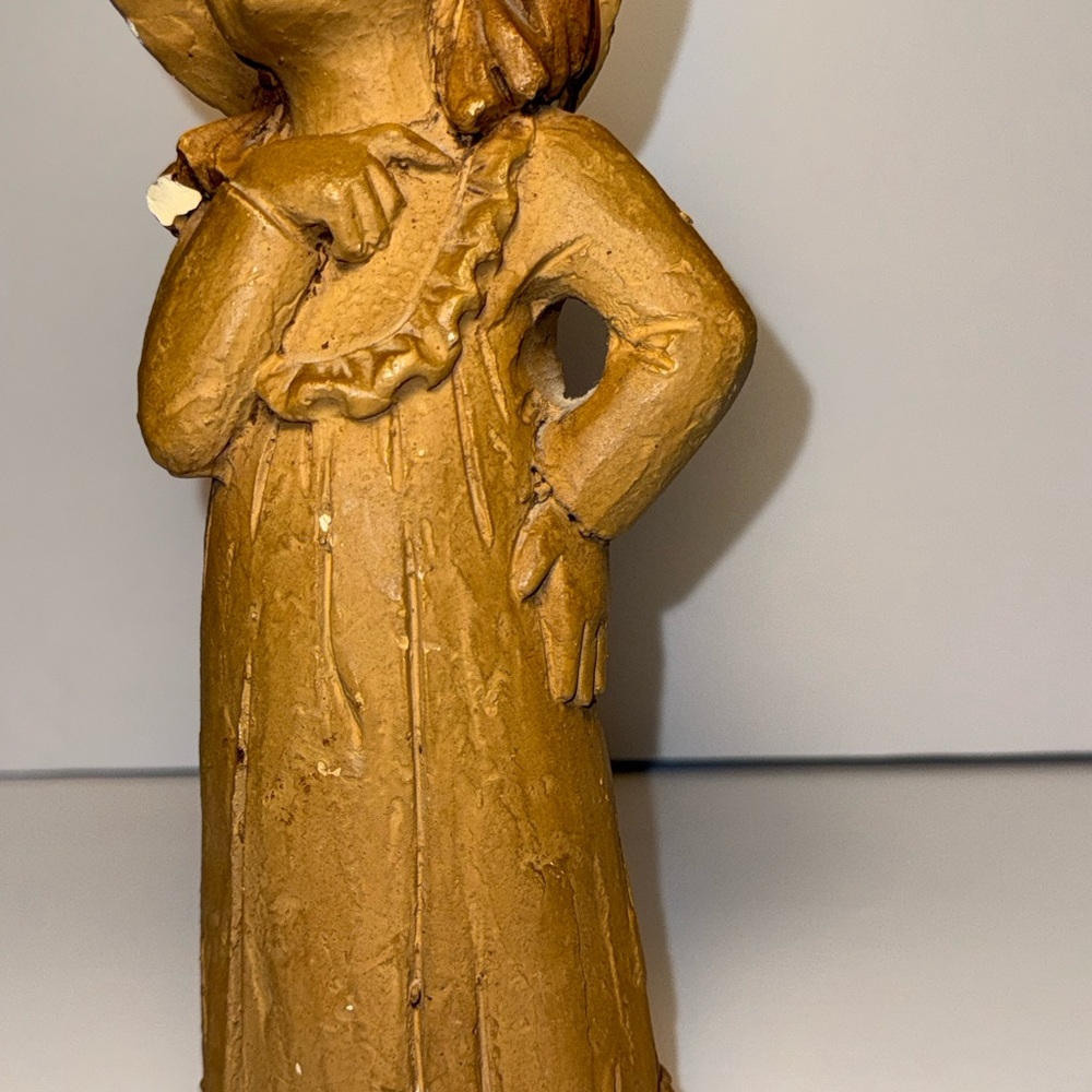 Set of 2 Vintage Lee Bortin Sculptures Girl with hat and Girl with teddy bear - Picture 8 of 13